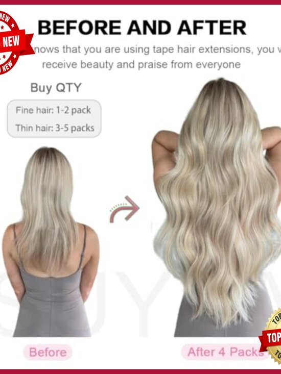 Human Hair Tape-In Extensions 20 Pack Straight 24 Inch Salon Quality main image 6
